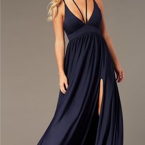 Navy Floor Length Dress